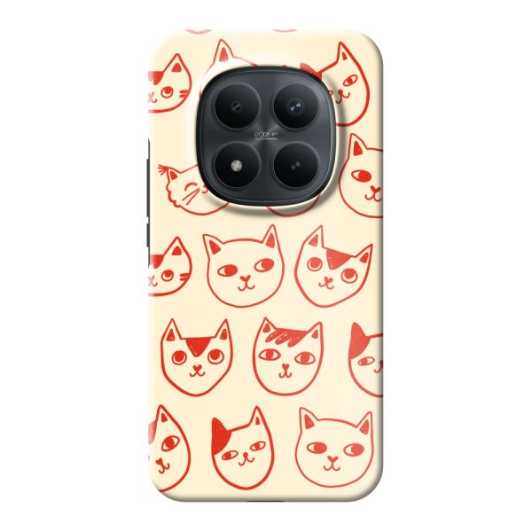 Coque Xiaomi Redmi Note 15 Pro+ 5G ultra-résistante avec têtes de chat - Chats rouges sur fond crème