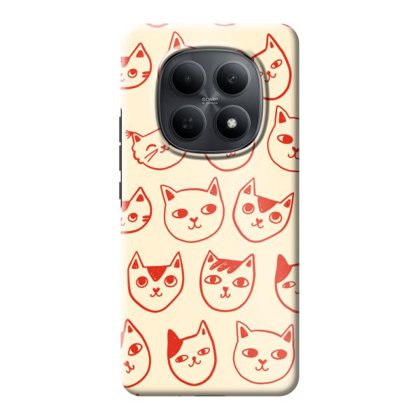 Coque Xiaomi Redmi Note 15 5G ultra-résistante avec têtes de chat - Chats rouges sur fond crème