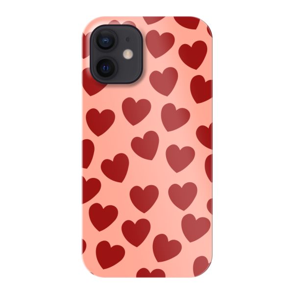 Coque hard case iPhone 12 mini entièrement imprimée aux Cœurs Rouges