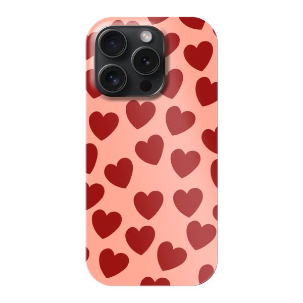 Coque hard case iPhone 15 Pro entièrement imprimée aux Cœurs Rouges