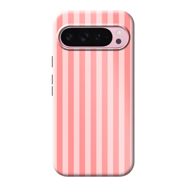 Besonders robuste Google Pixel 9 Pro XL Hülle mit korallen-rosa Streifen