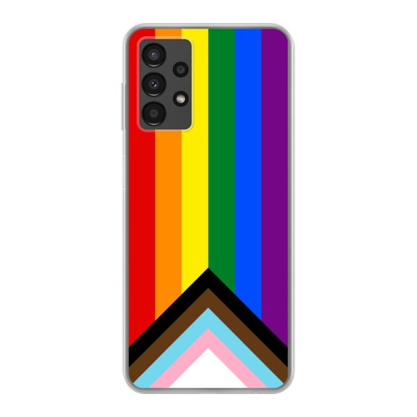 Flexibel Samsung Galaxy A13 4G hoesje met Regenboog Vlag - Progress Pride Vlag