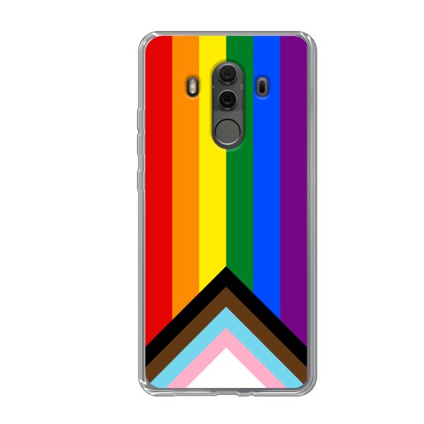 Flexibel Huawei Mate 10 Pro hoesje met Regenboog Vlag - Progress Pride Vlag
