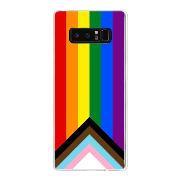 Flexibel Samsung Galaxy Note 8 hoesje met Regenboog Vlag - Progress Pride Vlag