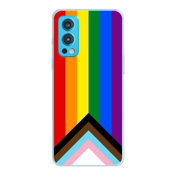 Flexibel OnePlus Nord 2 5G hoesje met Regenboog Vlag - Progress Pride Vlag