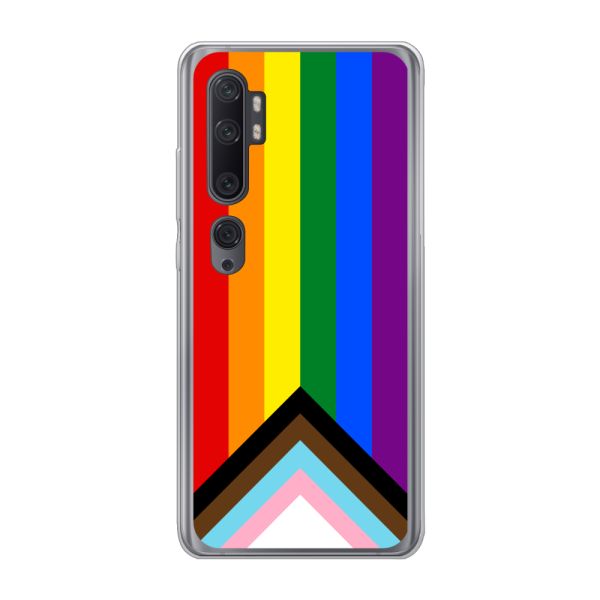 Flexibel Xiaomi Mi Note 10 / Note 10 Pro hoesje met Regenboog Vlag - Progress Pride Vlag