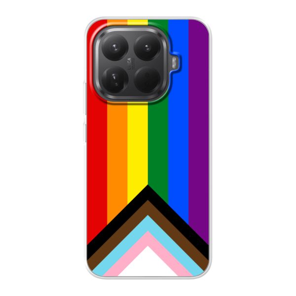 Flexibel Xiaomi 15T Pro hoesje met Regenboog Vlag - Progress Pride Vlag