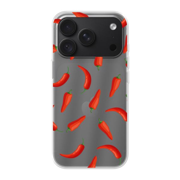 Transparente flexible iPhone 18 Pro Hülle mit Roten Chilis - Transparentes Chili Pepper Muster