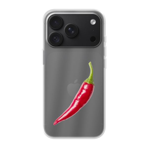 Transparente flexible iPhone 18 Pro Hülle mit roter Chili - Scharfes Design