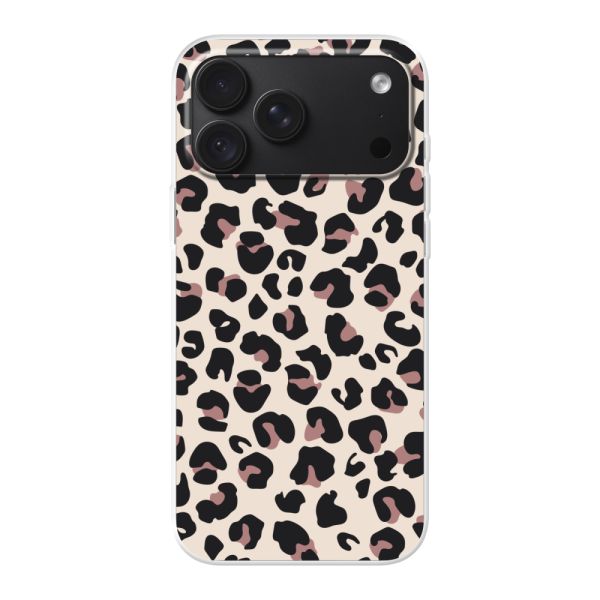 Transparente flexible iPhone 18 Pro Max Hülle mit Pantherprint – Beiger Leopardenprint
