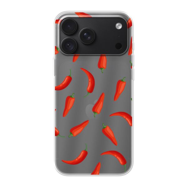 Transparente flexible iPhone 18 Pro Max Hülle mit Roten Chilis - Transparentes Chili Pepper Muster