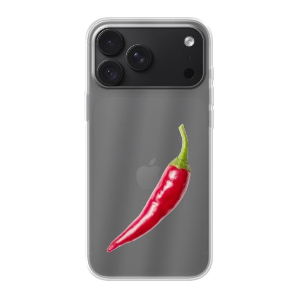 Transparente flexible iPhone 18 Pro Max Hülle mit roter Chili - Scharfes Design