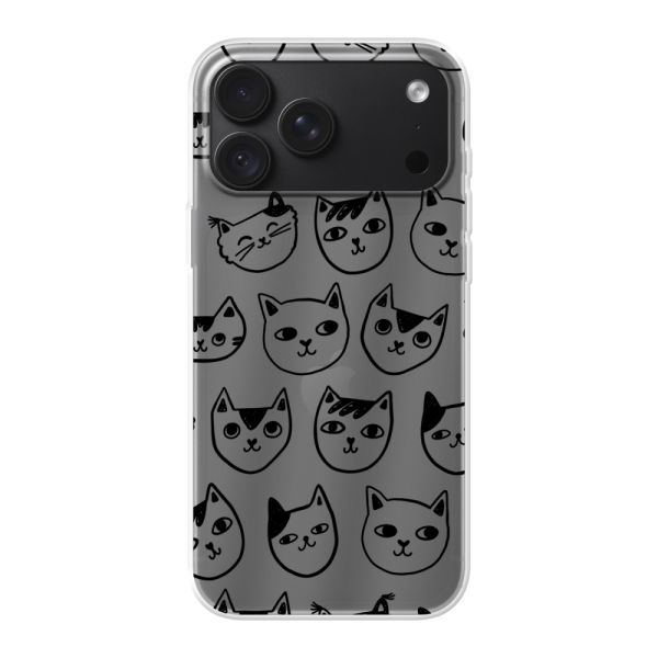 Transparente flexible iPhone 18 Pro Max Hülle mit Katzenköpfen - Transparenter Katzenprint