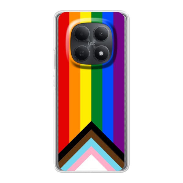 Flexibel Xiaomi Redmi Note 15 hoesje met Regenboog Vlag - Progress Pride Vlag
