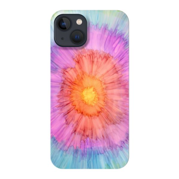 Volledig bedrukt iPhone 13 hard case hoesje met Tie-dye - Kleurverloop Aquarel