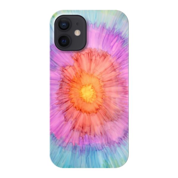 Volledig bedrukt iPhone 12 mini hard case hoesje met Tie-dye - Kleurverloop Aquarel