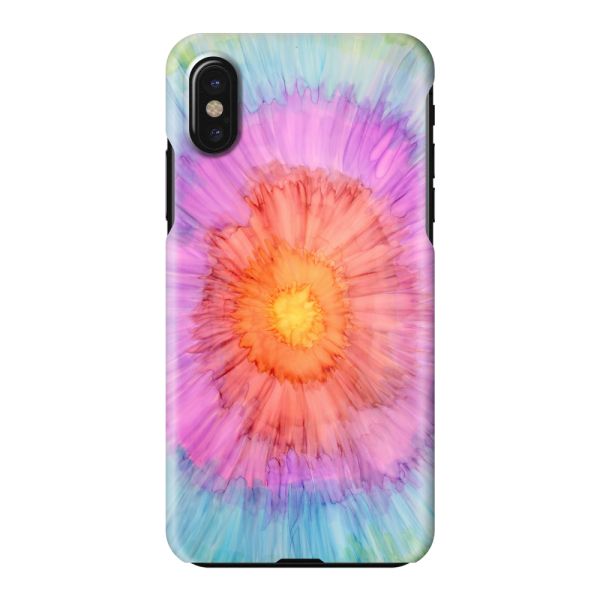 Volledig bedrukt iPhone X / Xs hard case hoesje met Tie-dye - Kleurverloop Aquarel