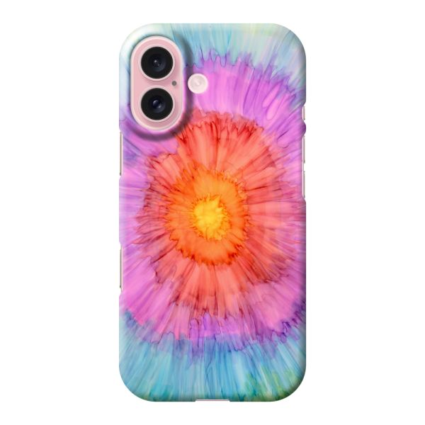Volledig bedrukt iPhone 16 hard case hoesje met Tie-dye - Kleurverloop Aquarel