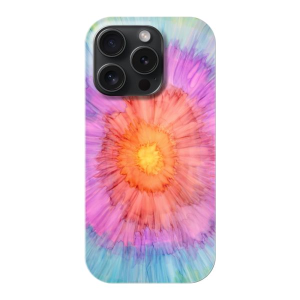 Volledig bedrukt iPhone 15 Pro hard case hoesje met Tie-dye - Kleurverloop Aquarel