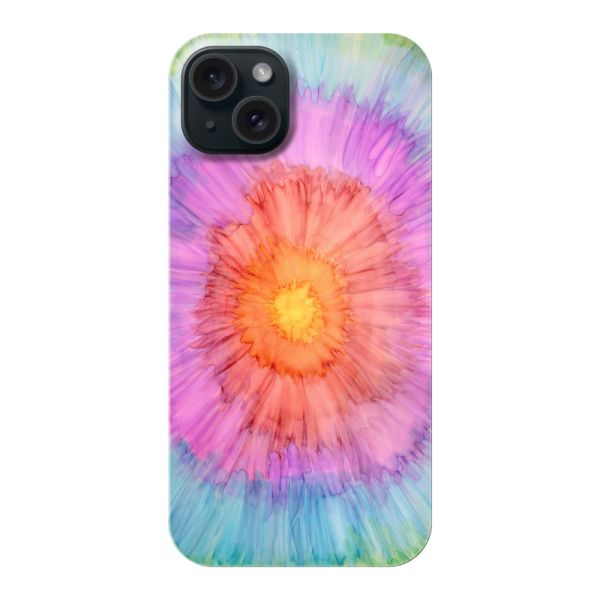 Volledig bedrukt iPhone 15 Plus hard case hoesje met Tie-dye - Kleurverloop Aquarel