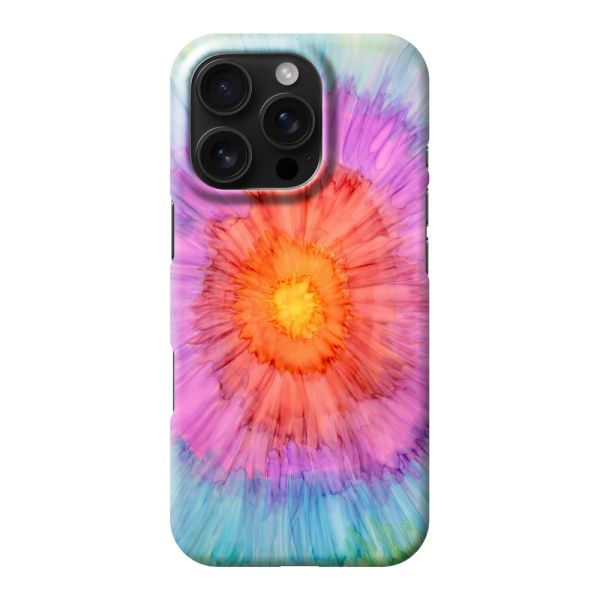 Volledig bedrukt iPhone 16 Pro hard case hoesje met Tie-dye - Kleurverloop Aquarel