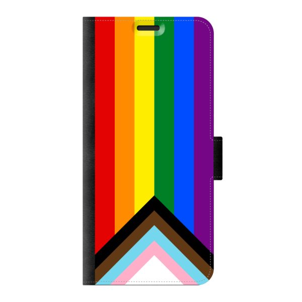 Voorkant bedrukt Samsung Galaxy S20 Ultra / S20 Ultra 5G portemonnee hoesje met Regenboog Vlag - Progress Pride Vlag