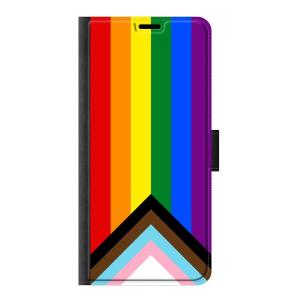 Voorkant bedrukt Samsung Galaxy S9 Plus portemonnee hoesje met Regenboog Vlag - Progress Pride Vlag