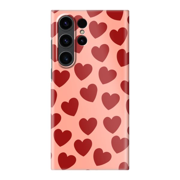 Volledig bedrukt Samsung Galaxy S23 Ultra hard case hoesje met Rode Hartjes