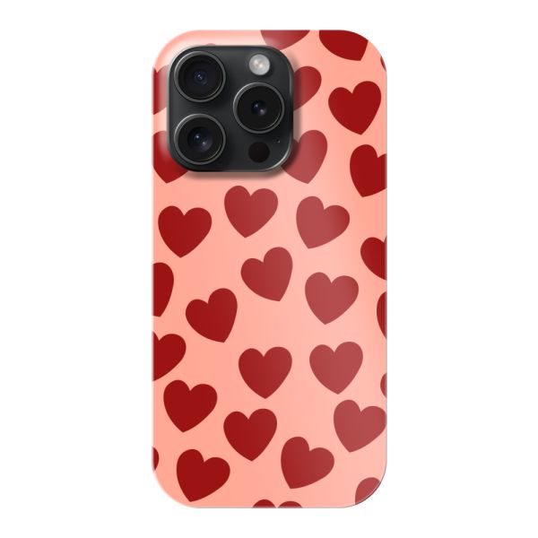 Funda hard case iPhone 15 Pro totalmente impresa con Corazones Rojos