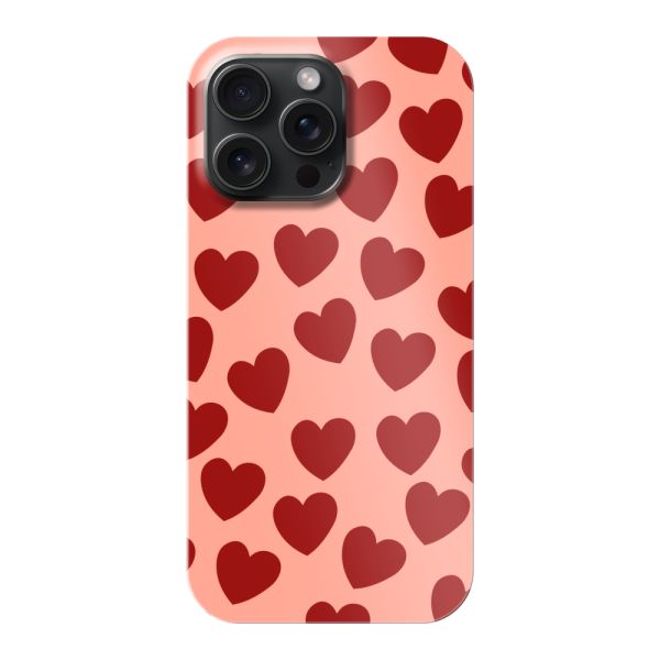 Volledig bedrukt iPhone 15 Pro Max hard case hoesje met Rode Hartjes