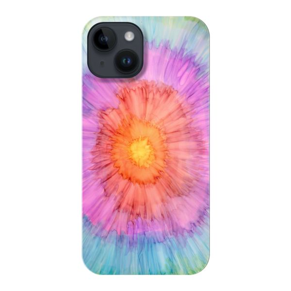 Volledig bedrukt iPhone 14 hard case hoesje met Tie-dye - Kleurverloop Aquarel