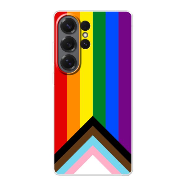Flexibel Samsung Galaxy S26 Ultra hoesje met Regenboog Vlag - Progress Pride Vlag