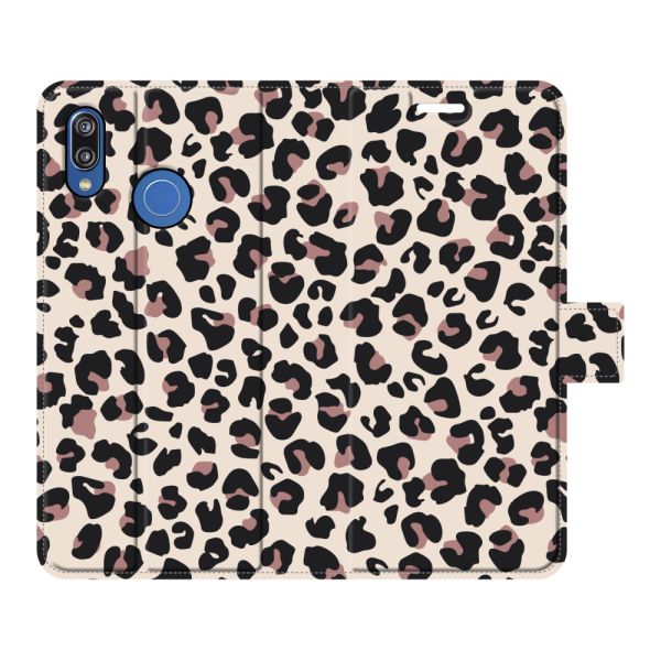 Vollständig bedrucktes Huawei P20 Lite Portemonnaie-Case mit Pantherdruck - Leopardenmuster Beige Rosa