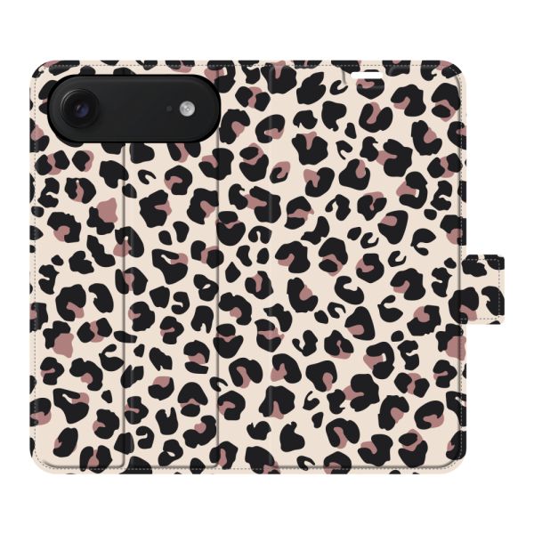 Vollständig bedrucktes iPhone Air Portemonnaie-Case mit Pantherdruck - Leopardenmuster Beige Rosa