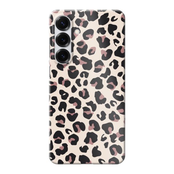 Coque hard case Samsung Galaxy S25 Plus entièrement imprimée avec imprimé panthère – Imprimé léopard beige rose brillant