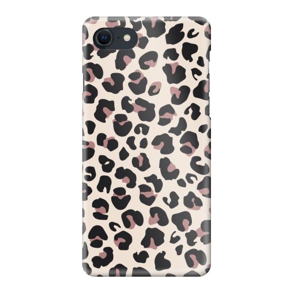 Volledig bedrukt iPhone 7 / 8 hard case hoesje met Panterprint - Luipaardprint Beige Roze Glossy