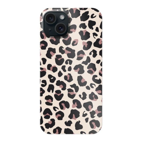 Funda hard case iPhone 15 Plus totalmente impresa con estampado de pantera – Print leopardo beige rosa brillante
