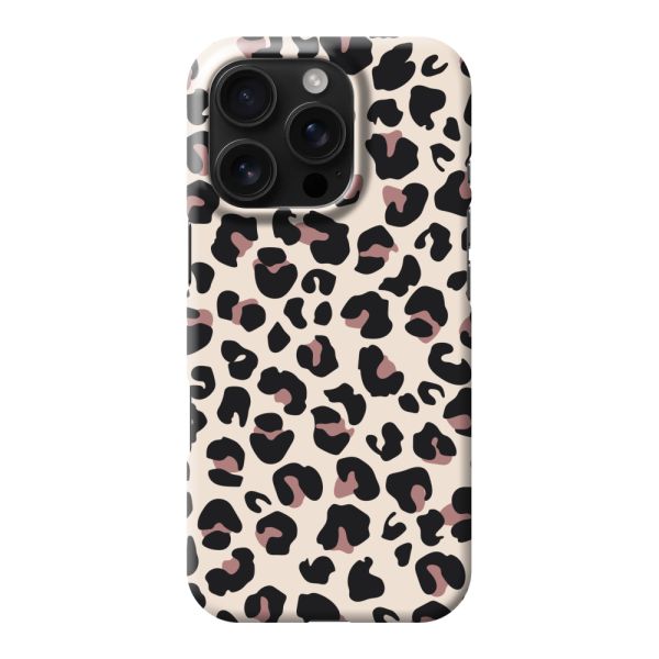Vollständig bedrucktes iPhone 16 Pro hard case mit Panterprint – Leopardenprint Beige Rosa Glänzend