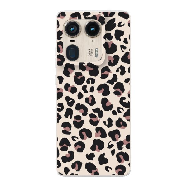 Flexibel Motorola Moto Edge 50 Ultra hoesje met Panter Print - Beige Luipaardprint