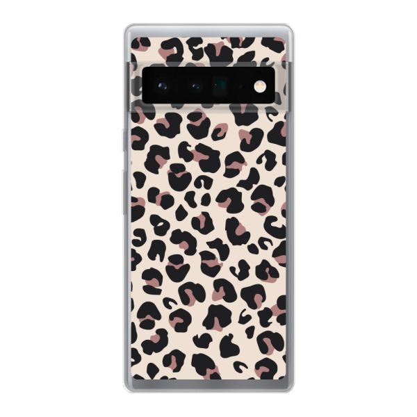 Flexibel Google Pixel 6 Pro hoesje met Panter Print - Beige Luipaardprint