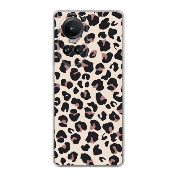 Flexibel Oppo Reno 10 Pro hoesje met Panter Print - Beige Luipaardprint