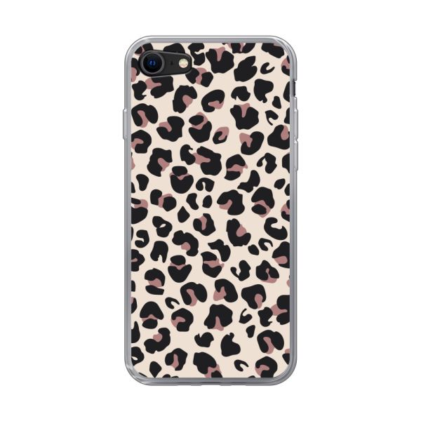 Flexibel iPhone SE (2020) / SE (2022) hoesje met Panter Print - Beige Luipaardprint