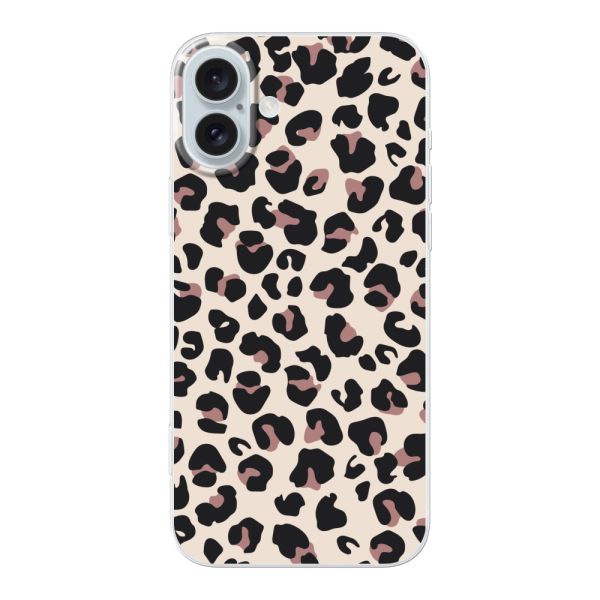 Flexibel iPhone 16 Plus hoesje met Panter Print - Beige Luipaardprint
