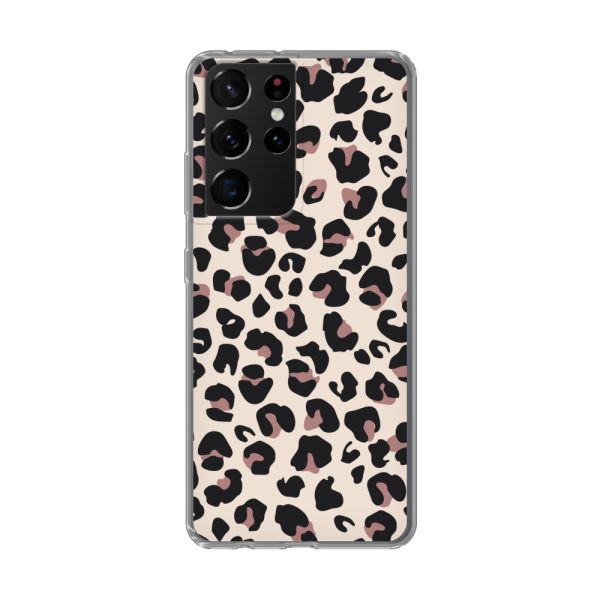 Flexibel Samsung Galaxy S21 Ultra 5G hoesje met Panter Print - Beige Luipaardprint