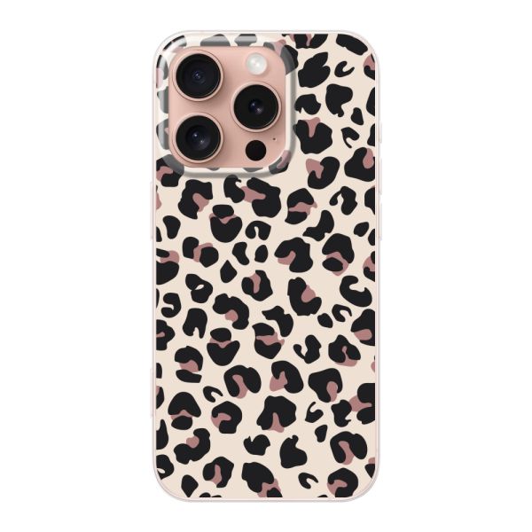 Flexibel iPhone 16 Pro hoesje met Panter Print - Beige Luipaardprint