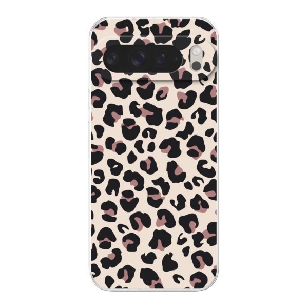 Funda flexible Google Pixel 9 Pro XL con estampado de pantera – leopardo beige