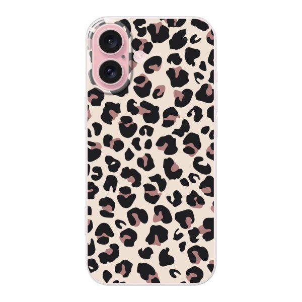 Flexibel iPhone 16 hoesje met Panter Print - Beige Luipaardprint