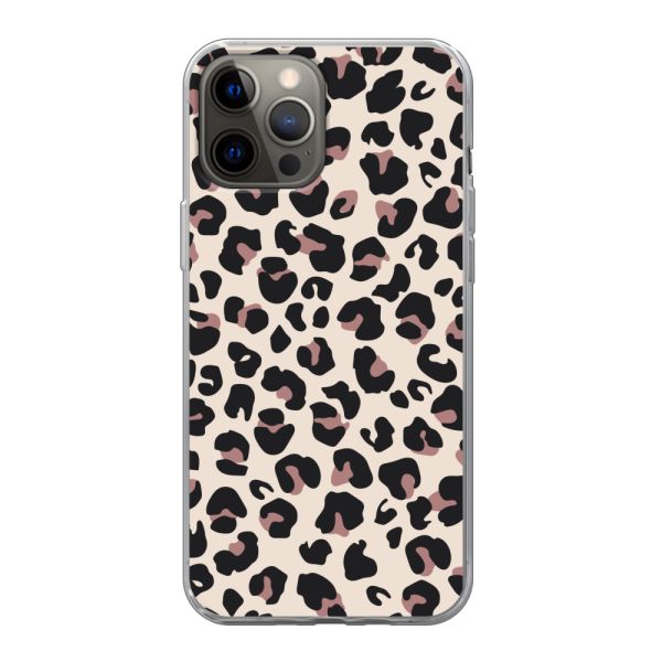 Flexibel iPhone 12 Pro Max hoesje met Panter Print - Beige Luipaardprint