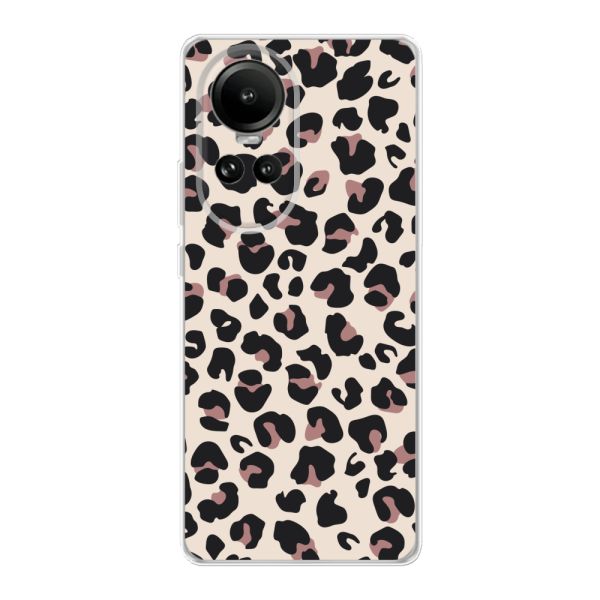 Coque Oppo Reno 10 flexible avec imprimé panthère – léopard beige