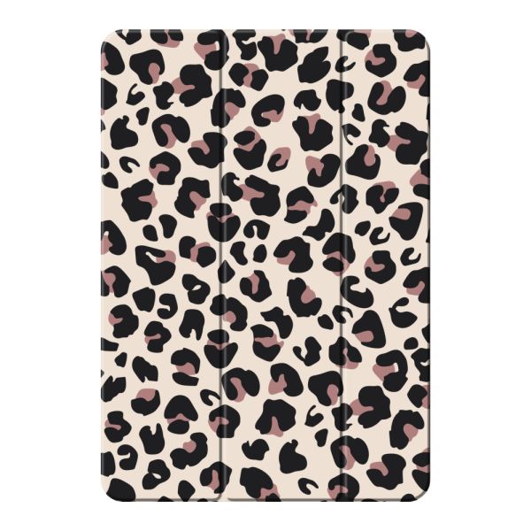 iPad 2019 (7th gen) / 2020 (8th gen) / 2021 (9th gen) Smart Case met Panterprint - Luipaardprint Beige Roze